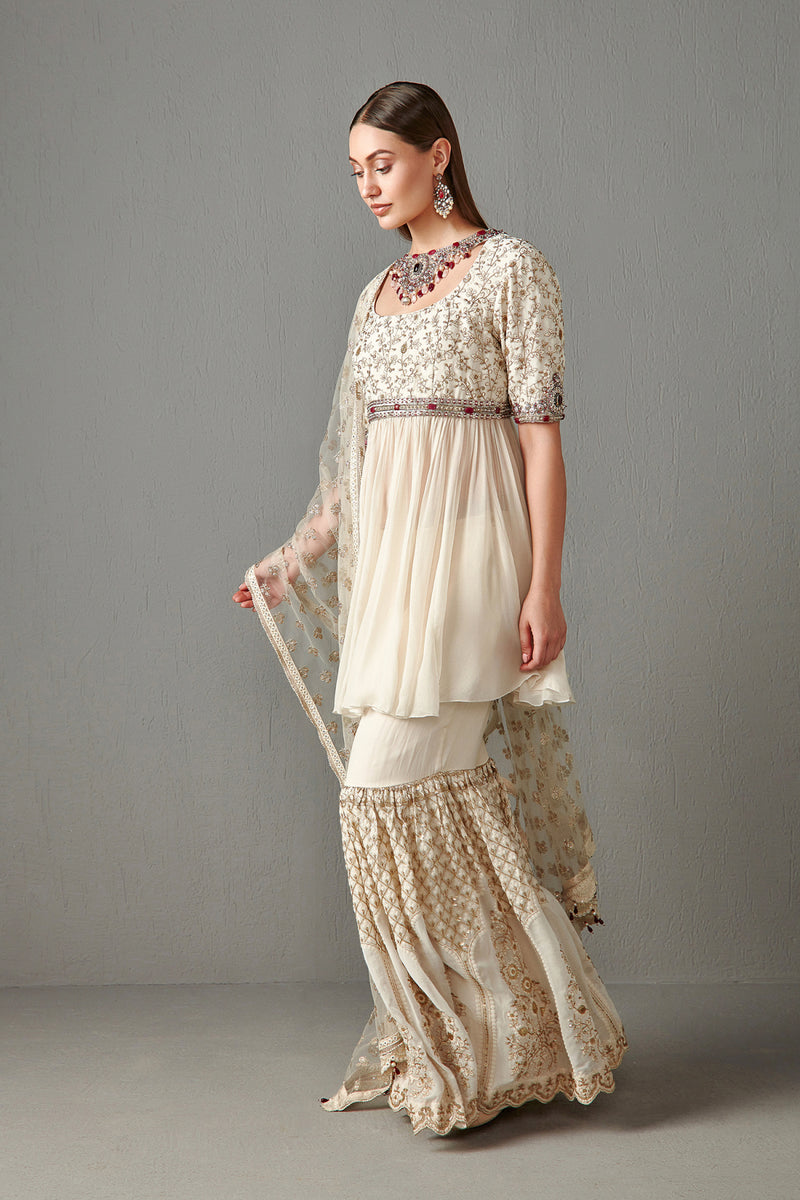 Ivory Embellished Gharara Set