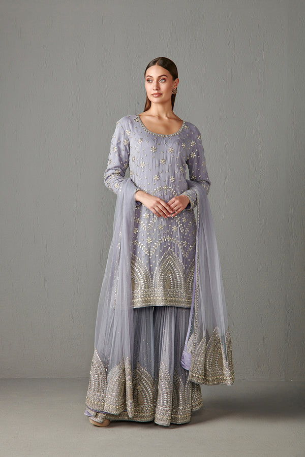 Lilac Embellished Gharara Set