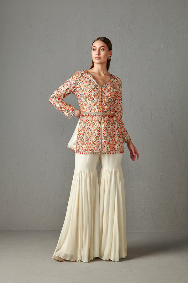 Ivory Embellished Gharara Set