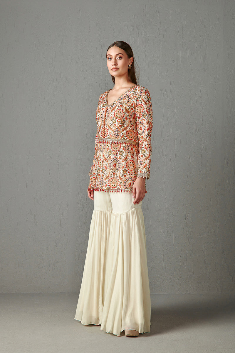 Ivory Embellished Gharara Set