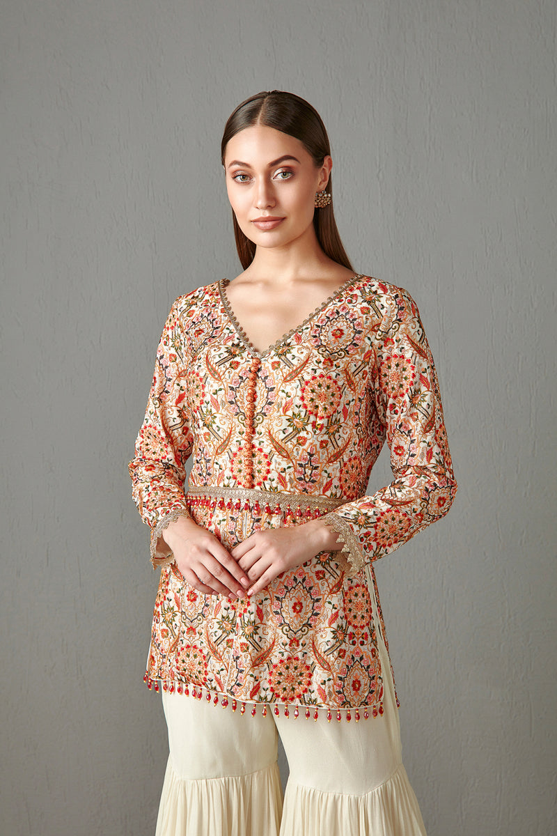 Ivory Embellished Gharara Set