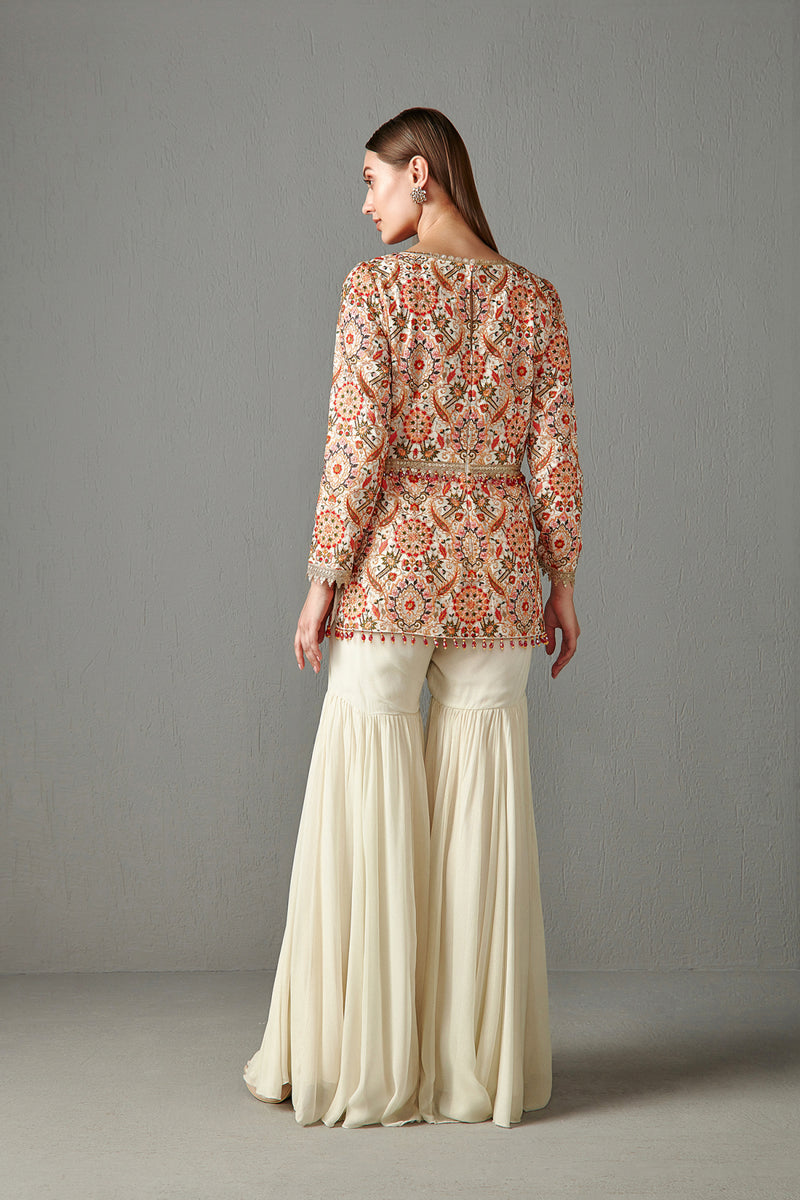 Ivory Embellished Gharara Set