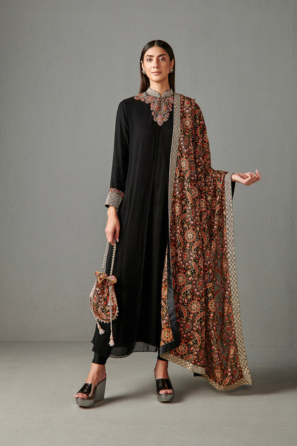 Black Embellished Suit Set