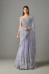 Lilac Lehenga Saree Set