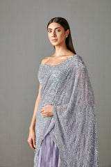 Lilac Lehenga Saree Set