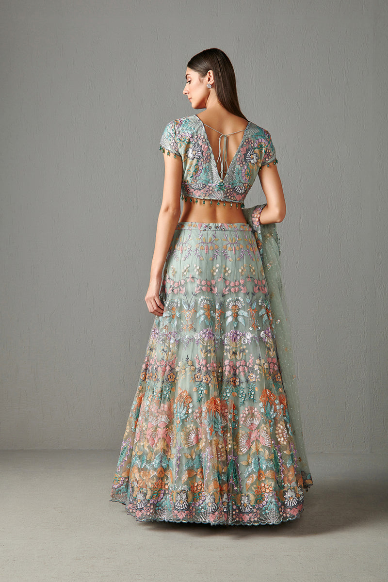 Sage Green Embellished Lehenga Set