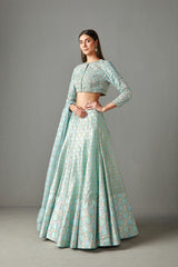 Aqua Dupion Lehenga Set