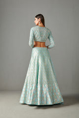 Aqua Dupion Lehenga Set