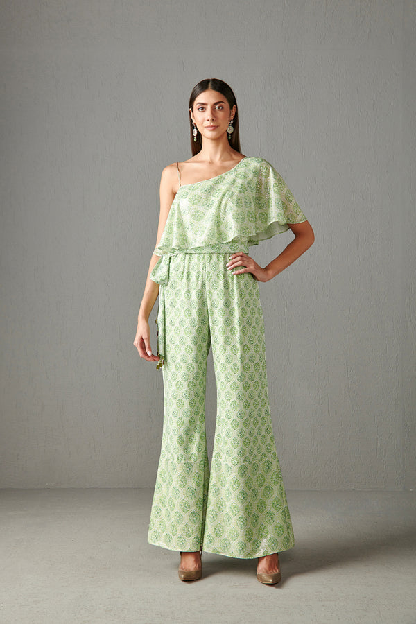 Lime Printed Jumpsuit