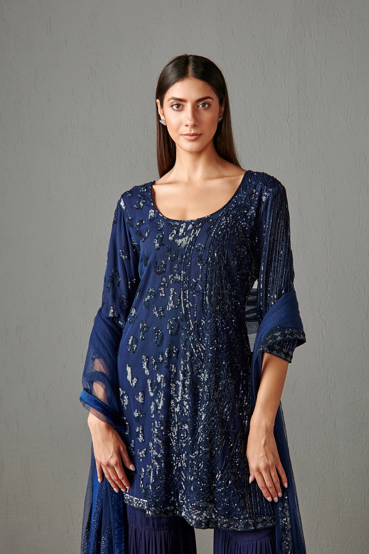 Blue Embellished Gharara Set