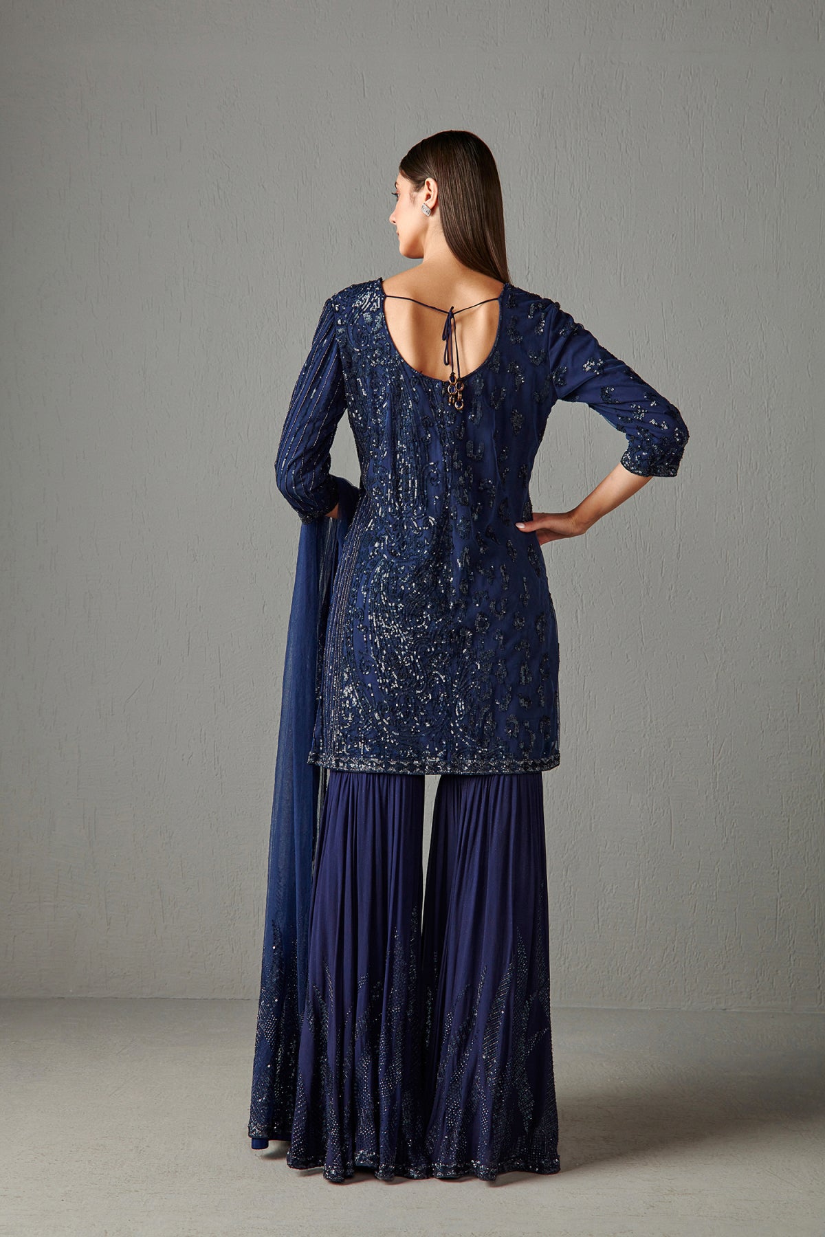 Blue Embellished Gharara Set
