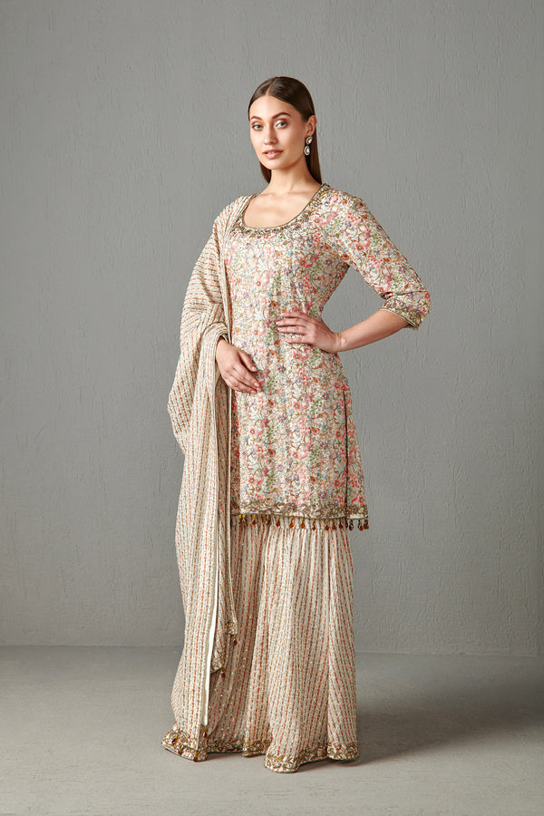 Ivory Embellished Gharara Set