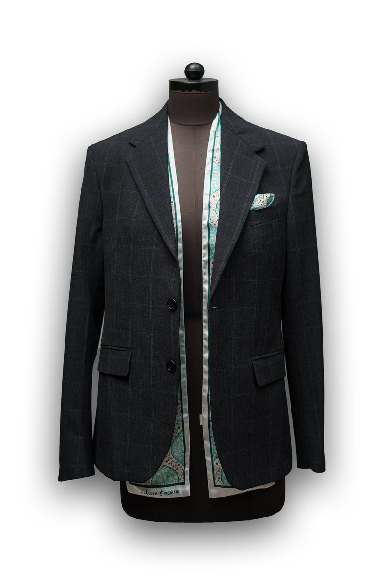 Aqua Satin Printed Pocket Square & Neck Stole Gift Box